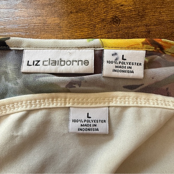 Liz Claiborne 2 Pc Floral Sheer Top With Camisole Size Large Sleeveless Cottage - Picture 3 of 13